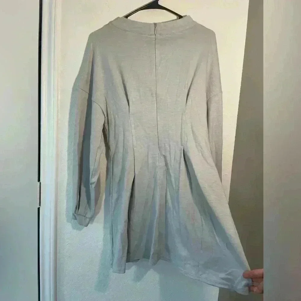 Free People Bea Dress Womens Size Small Gray Longsleeve Stretch Mini Dress